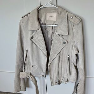 BlankNYC suede Moto jacket, beige, size M